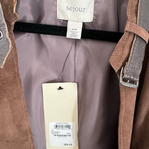 New Sejour Women’s Open Front Suede Leather Jacket, 16W - Picture 3 of 4